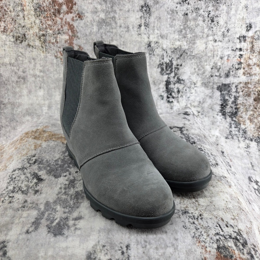 Sorel Joan of Arctic Wedge II Chelsea Boots Quarry Grey Suede Waterproof 8852